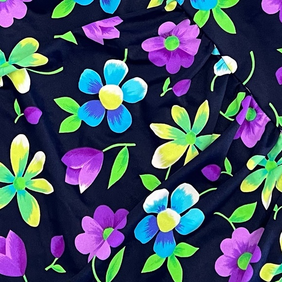 NEW Baltex Maillot Body I.D. Vintage Blue Green Floral One Piece Swimsuit 18 - Picture 4 of 6